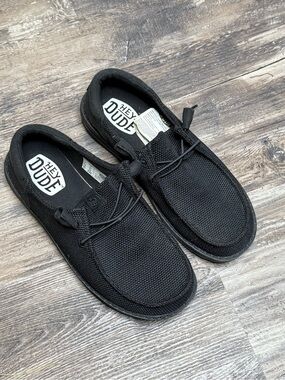 Hey Dude Black Knit Slip-On Loafers